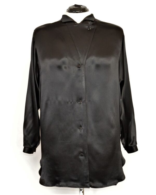 shiny black blouse