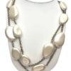 Long mother of pearl with white beads cape