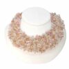 Festive pink beaded necklace with glass beads
