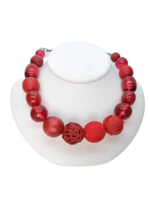Red wooden necklace with eggs