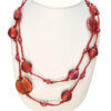 Long red beaded necklace with glass beads