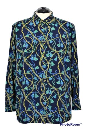 Tumesinise kirju vintage pluus