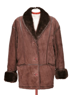 Red reversed leather vintage fur coat