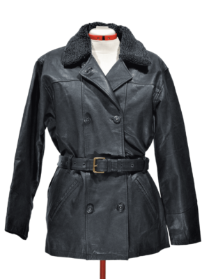 Black 90s leather jacket with belt