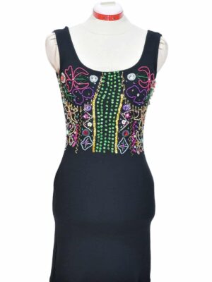 Black mini dress with sequins and beads