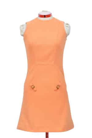 Oranž 70ndate krimpleen kleit