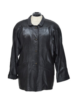 Women`s 80s Long Leather Jacket