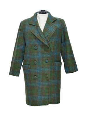Green checkered vintage tweed coat