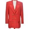 Red Double-Breasted Vintage Blazer with Gold Buttons