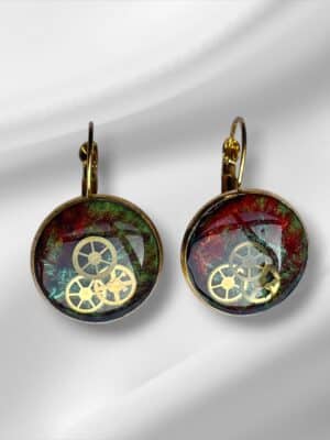 Large multicoloured steampunk earrings