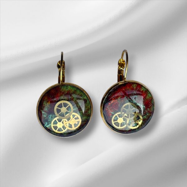 Large multicoloured steampunk earrings