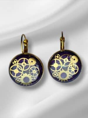 Large Purple Steampunk Earrings