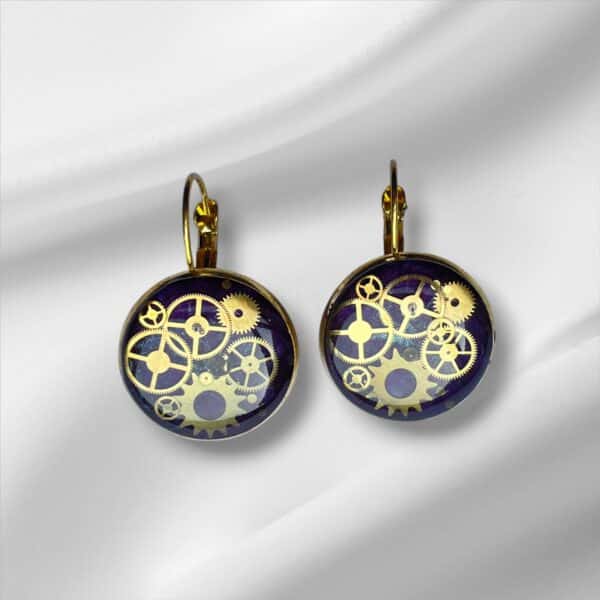 Large Purple Steampunk Earrings