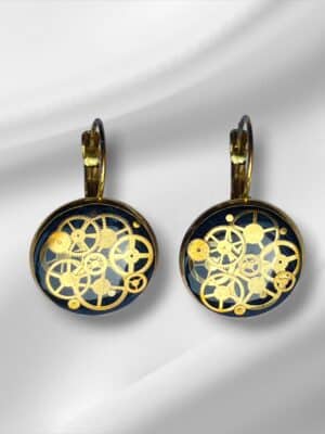 Large Dark Blue Steampunk Earrings