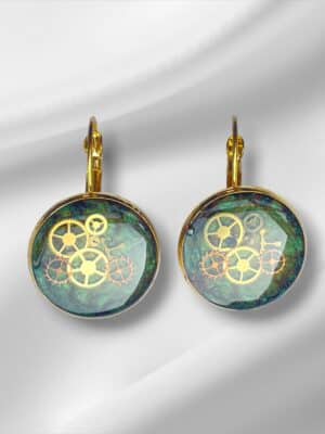 Large Green Steampunk Earrings