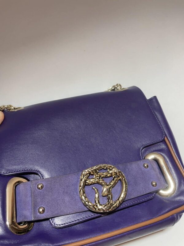 Just Cavalli Leather Shoulder Bag with Chain - Image 7