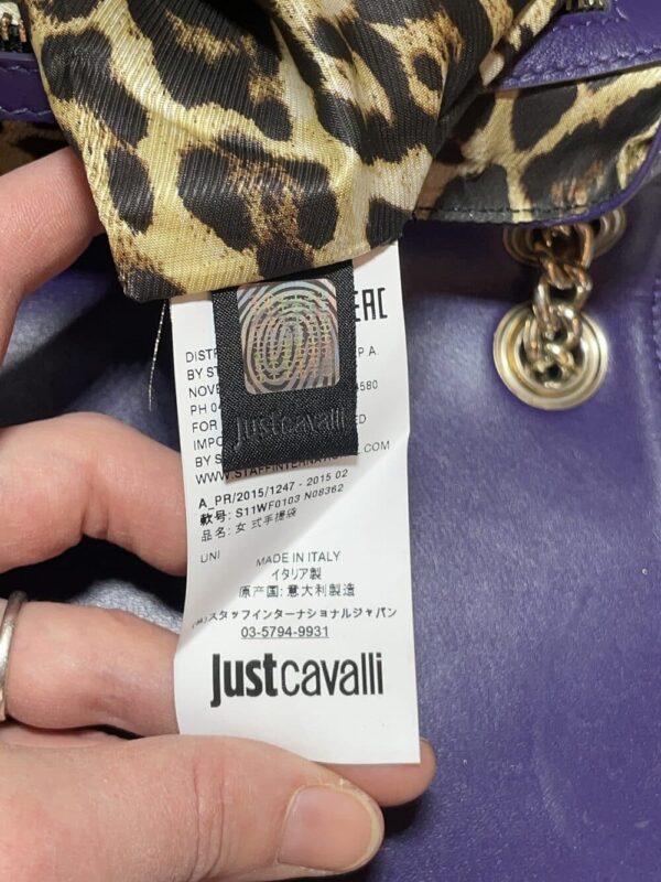 Just Cavalli Leather Shoulder Bag with Chain - Image 5