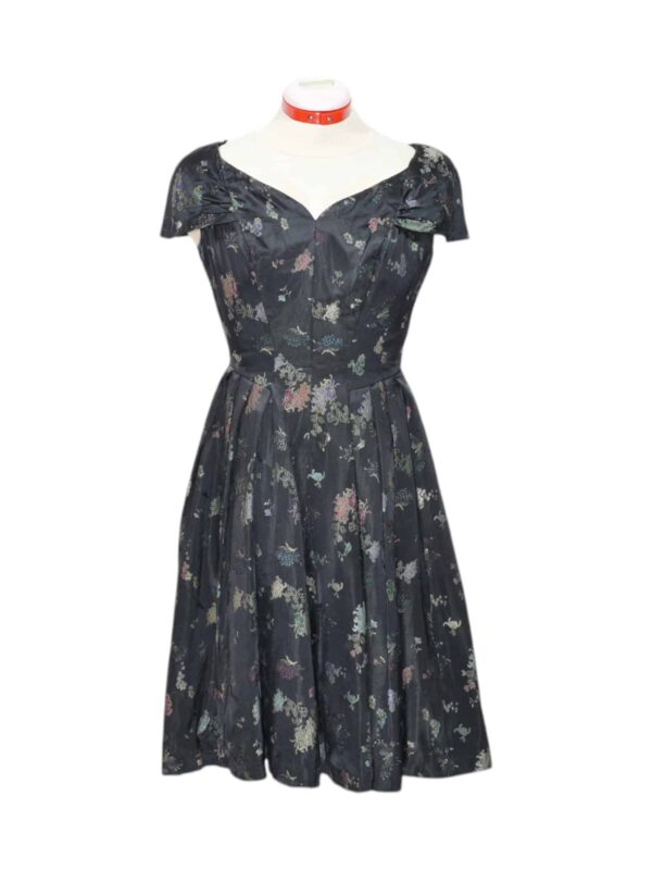 Elegant black floral vintage dress