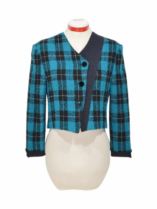 Elegant Plaid Women's Cropped Jacket