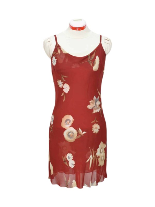 Red floral slip dress