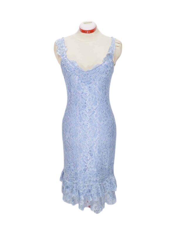 Elegant light blue lace slip dress