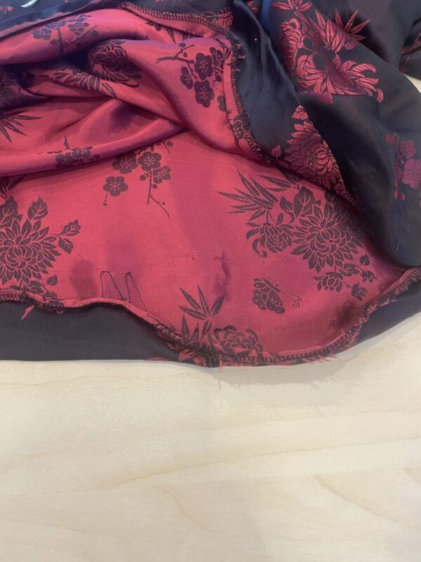 Dark red floral silk dress - Image 3